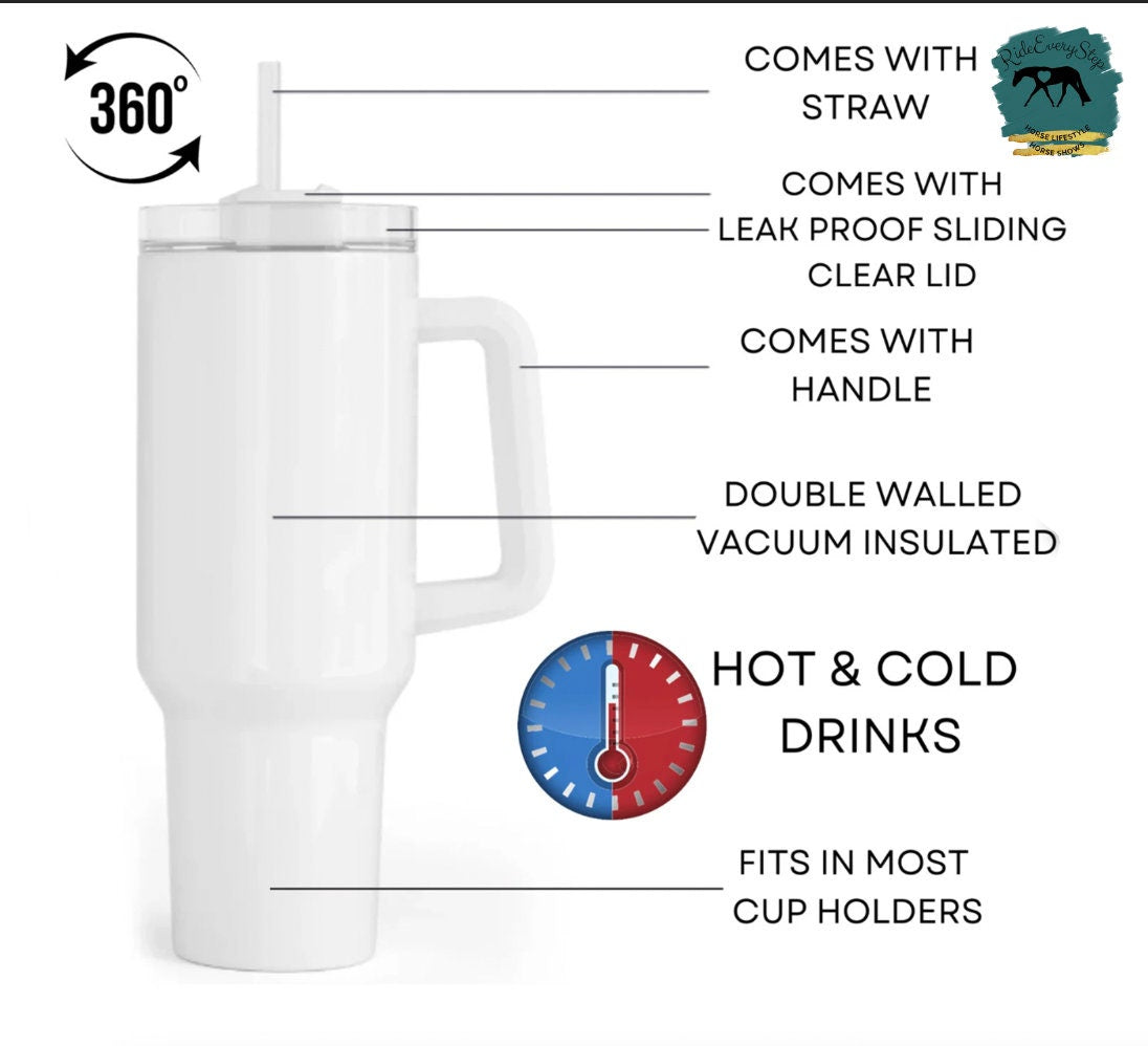 Custom Horse Barn Logo Tumbler with lid & straw