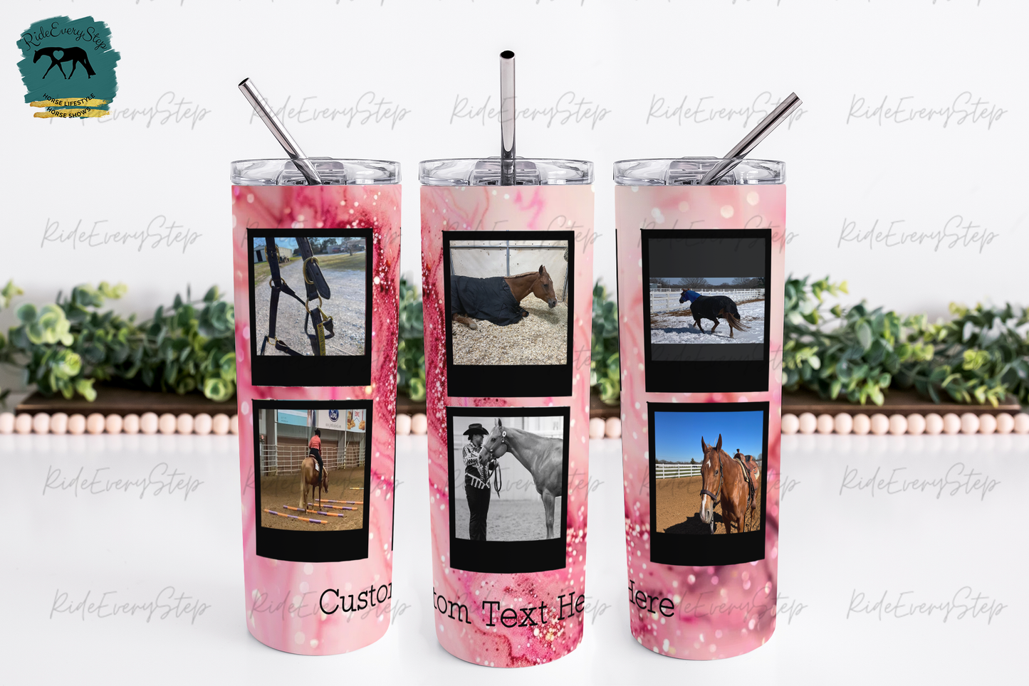 Custom Picture Frame Tumbler with lid & straw