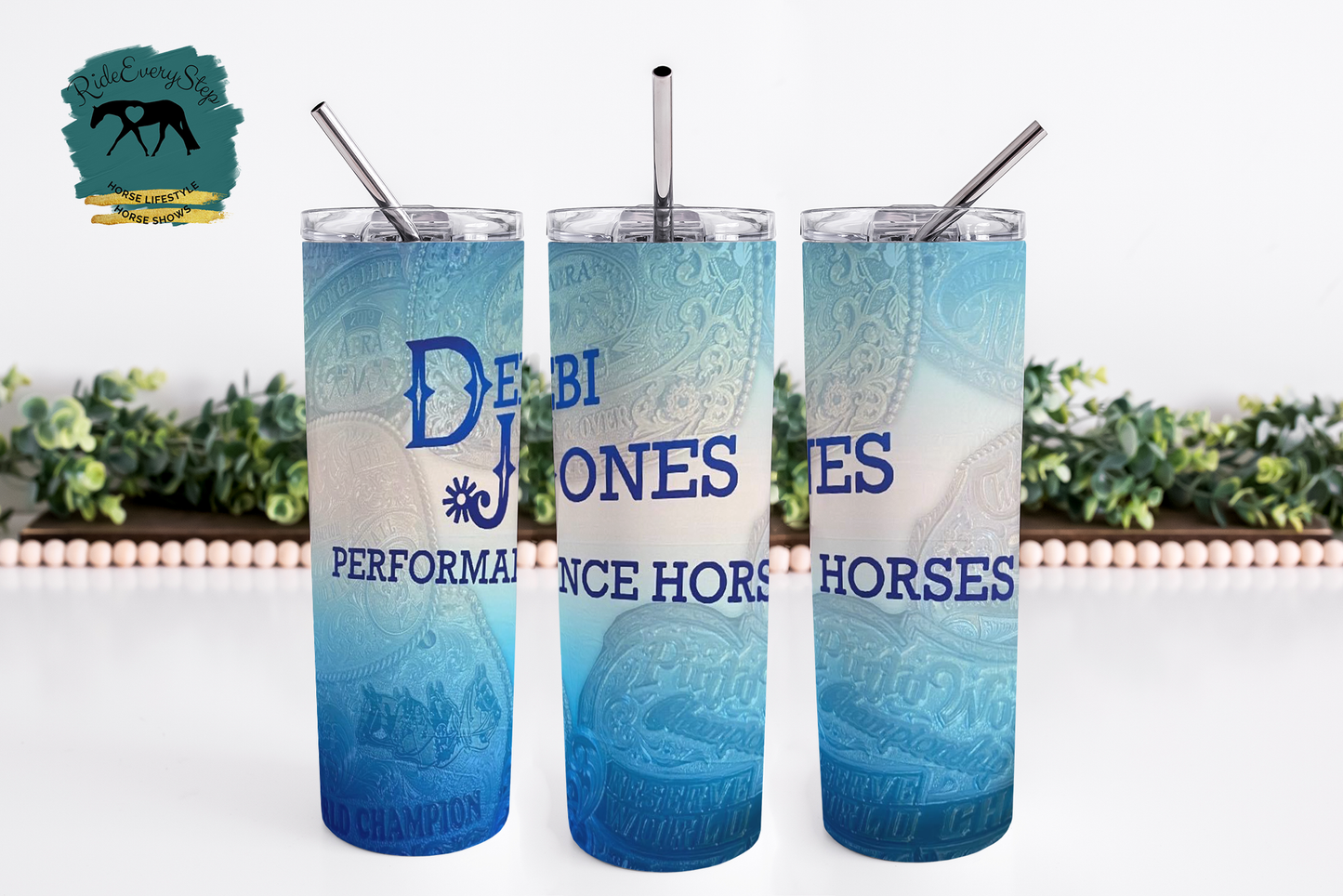 Custom Horse Barn Logo Tumbler with lid & straw