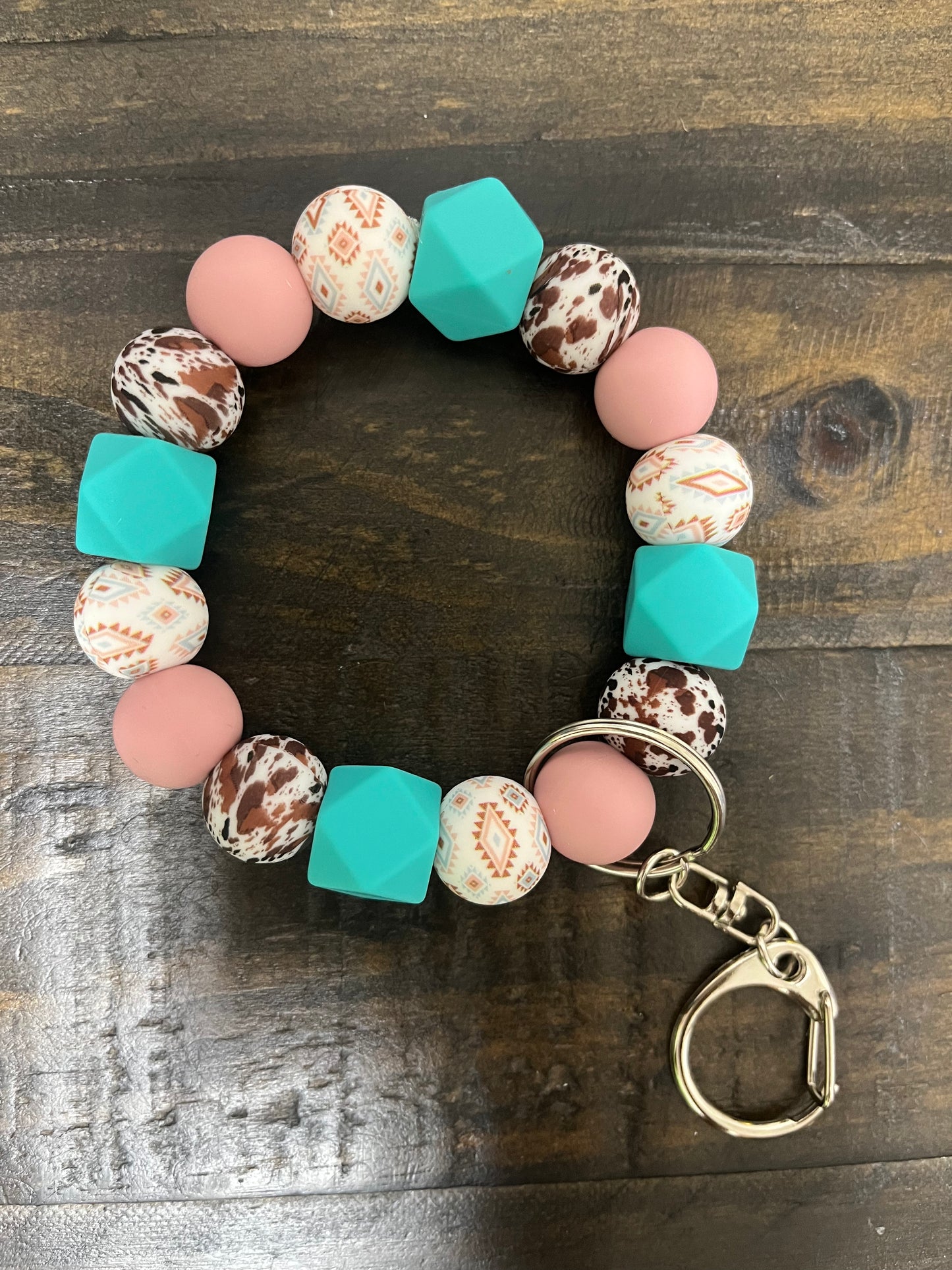 Western Cow Print Silicone Keychain/Wristlet