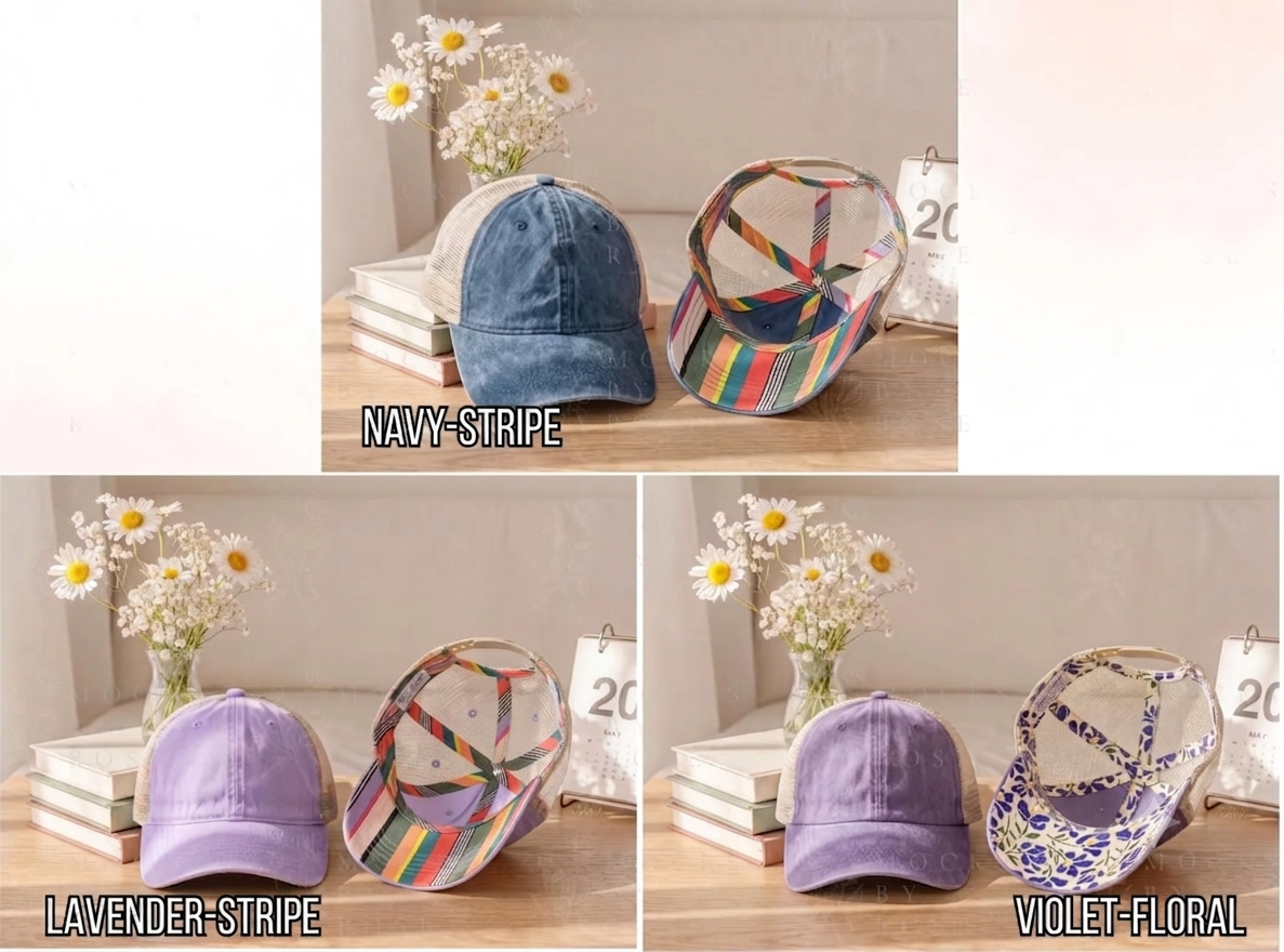3D Show Horses Women's Washed Mesh Decorative Hat