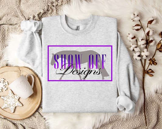 Show-Off Designs Full Logo Sweater with Horse Background