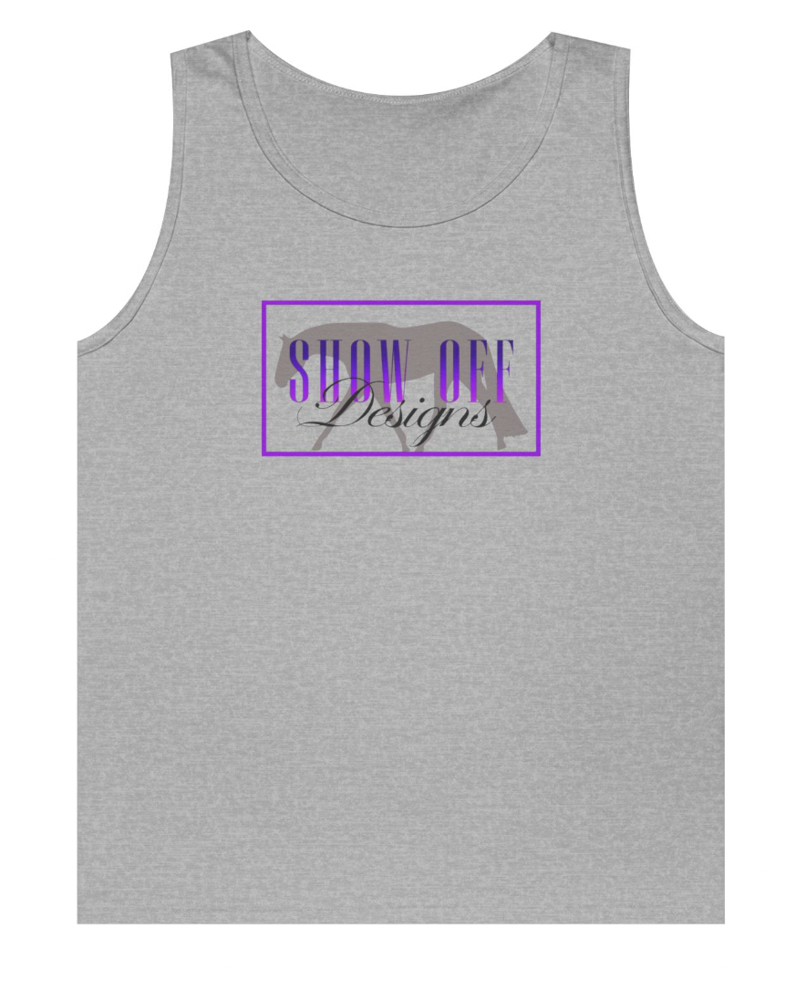 Show-Off Designs Full logo Tank Top with Horse Background