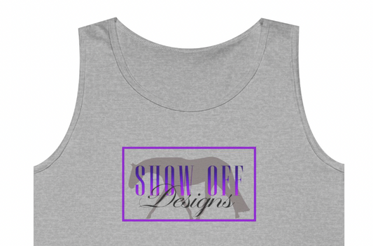 Show-Off Designs Full logo  Tank Top with Horse Background