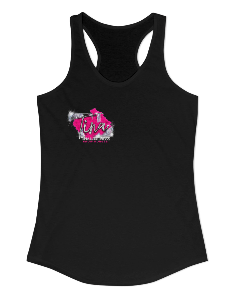 Tina Langness Show Horses Chest Logo Racerback Tank