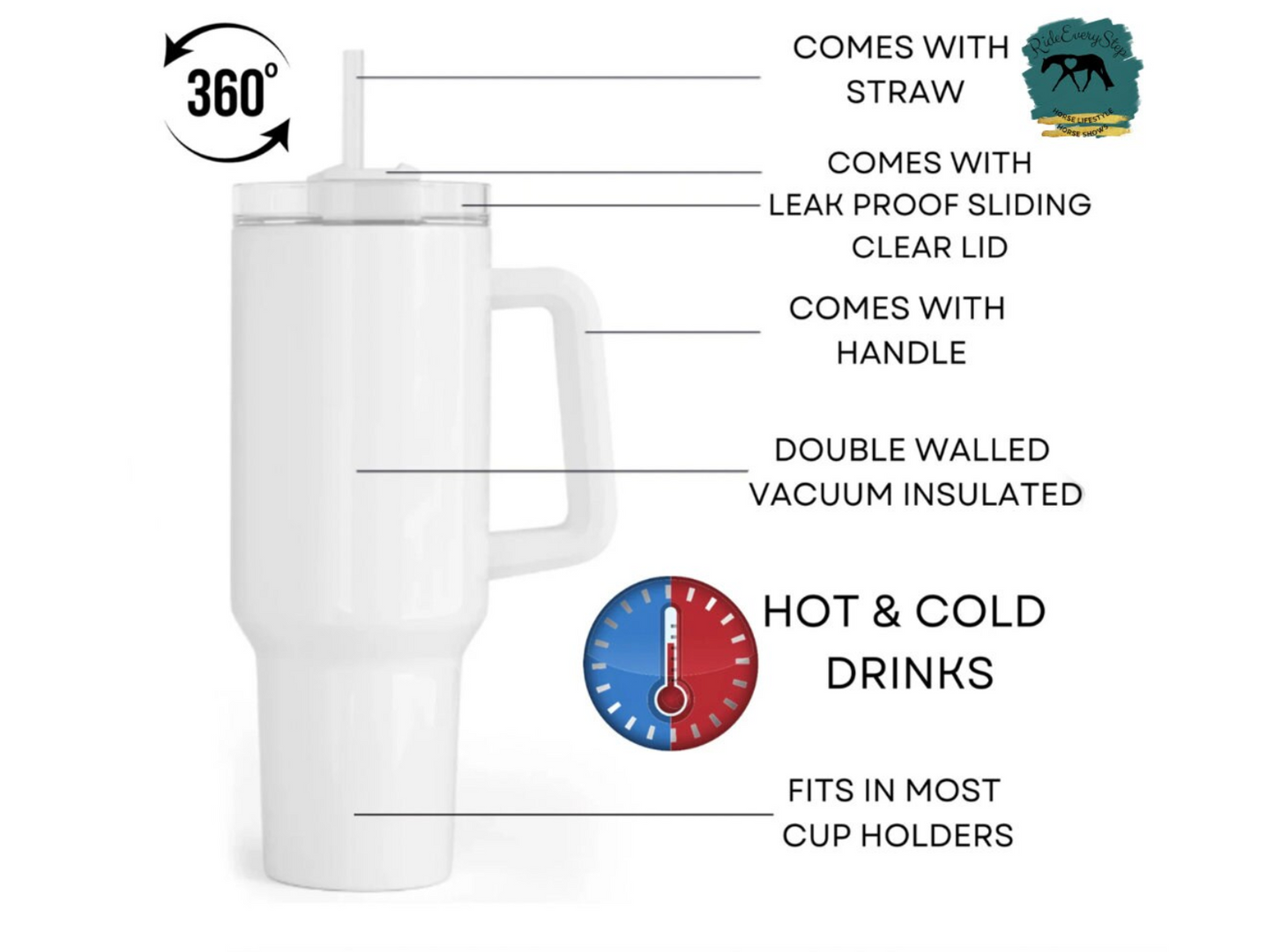 Hunter Under Saddle Tumbler with lid & straw