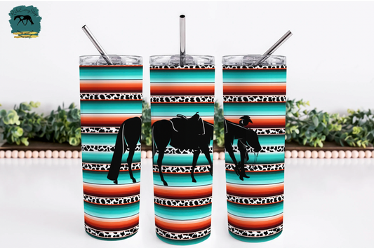 Printed Horse Custom Travel Tumbler with lid & straw