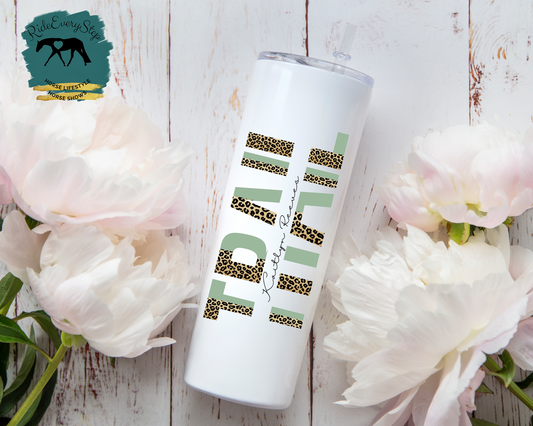 Trail with Name Tumbler with lid & straw