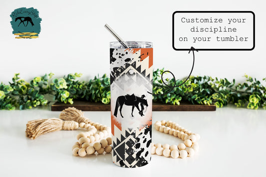 Western Print Horse Custom Travel Tumbler with lid & straw