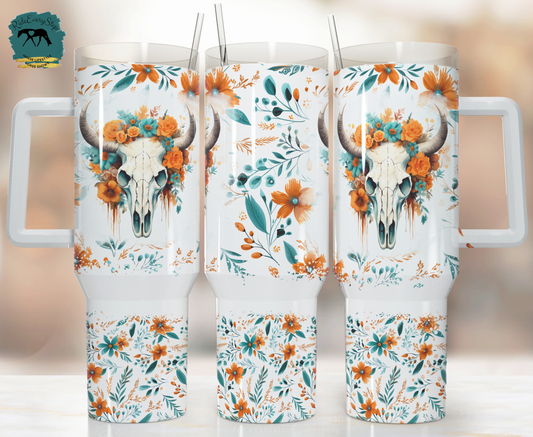Skull Cows Tumbler with lid & straw