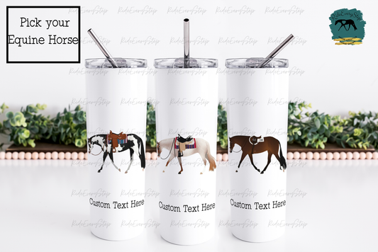 Custom Equine Design Travel Tumbler with lid & straw