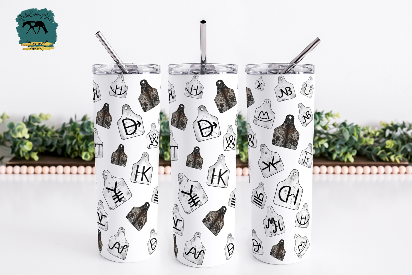 Cattle Tags Tumbler with lid & straw