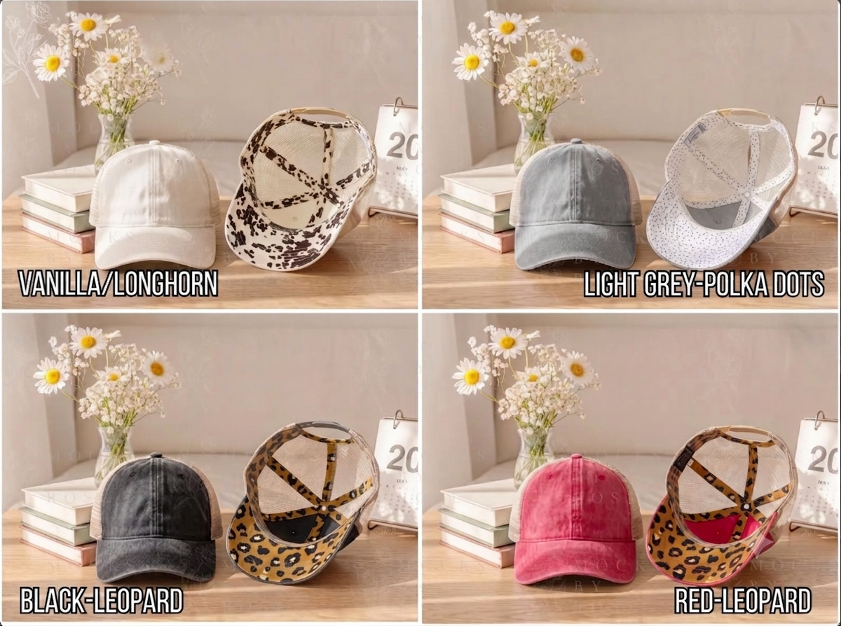 3D Show Horses Women's Washed Mesh Decorative Hat