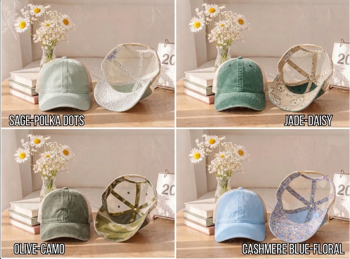 3D Show Horses Women's Washed Mesh Decorative Hat