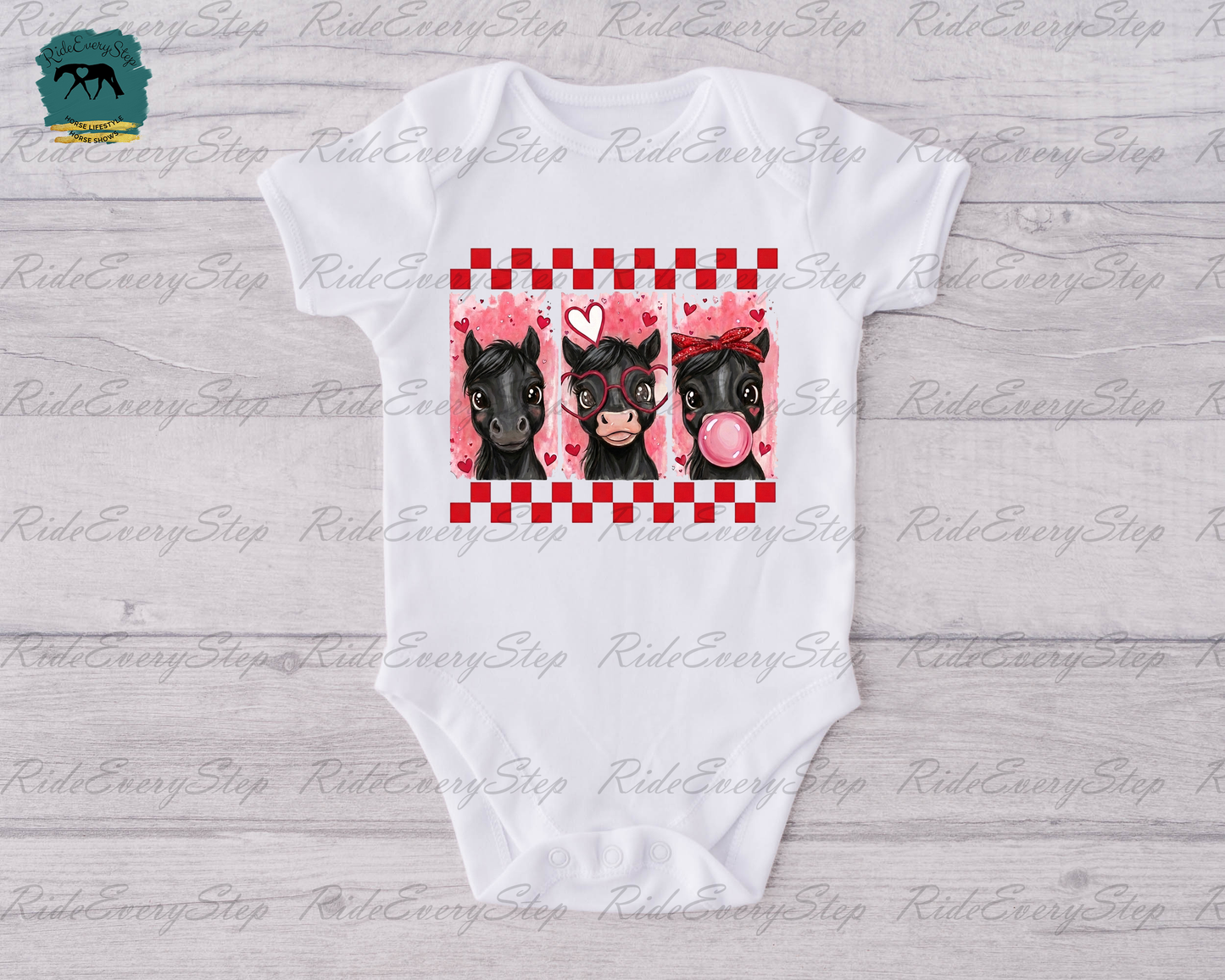 Horse Valentine's Day Shirt, Custom Equine Infant and Toddlers Apparel