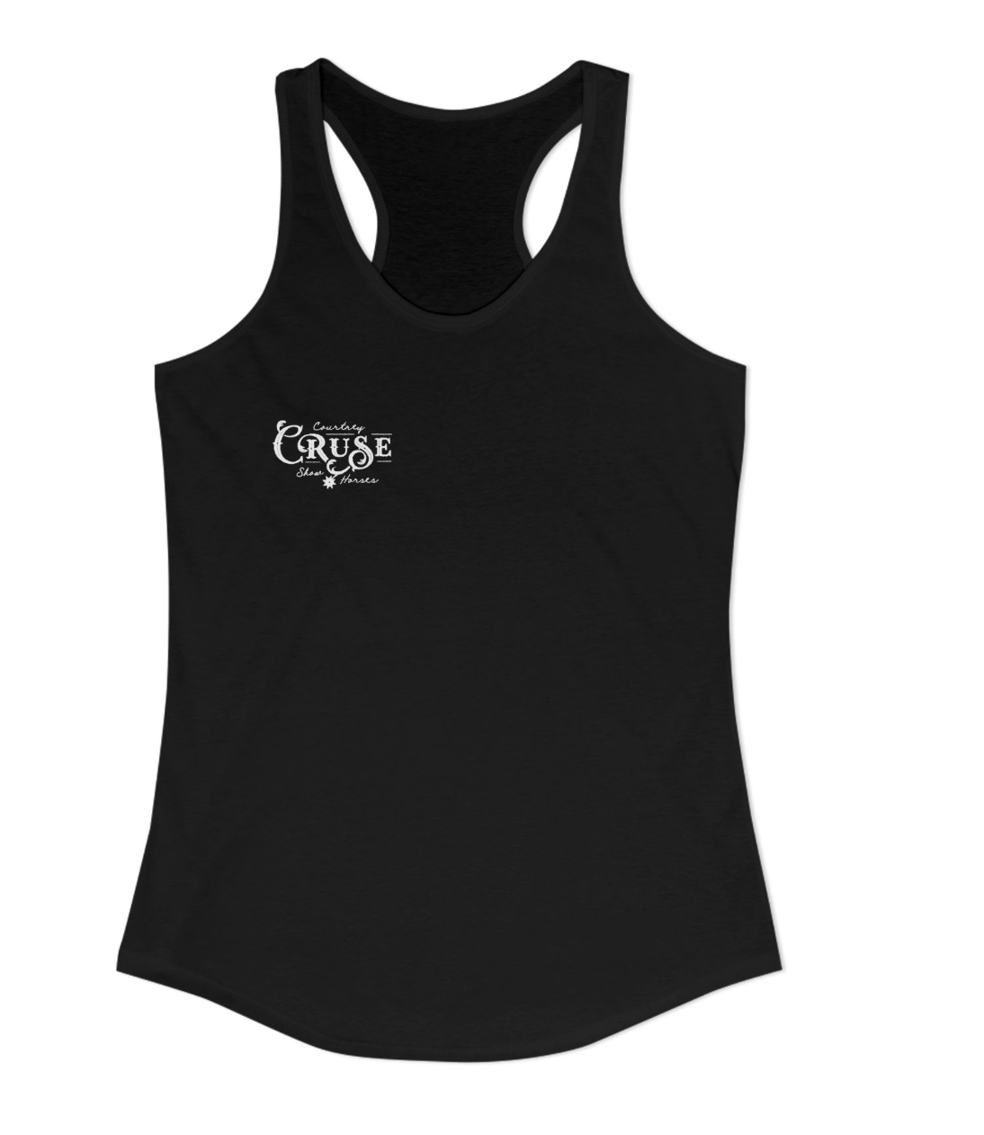 Courtney Cruse Show Horses Chest Logo Racerback Tank