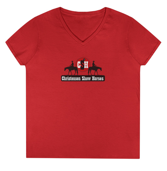 Christensen Show Horses Full Logo Women's Fitted V-neck Apparel