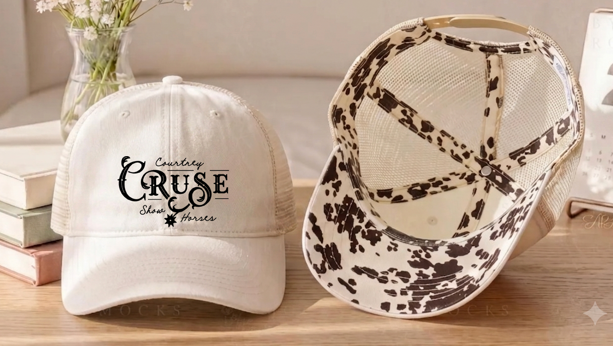 Courtney Cruse Show Horses Women's Washed Mesh Decorative Hat