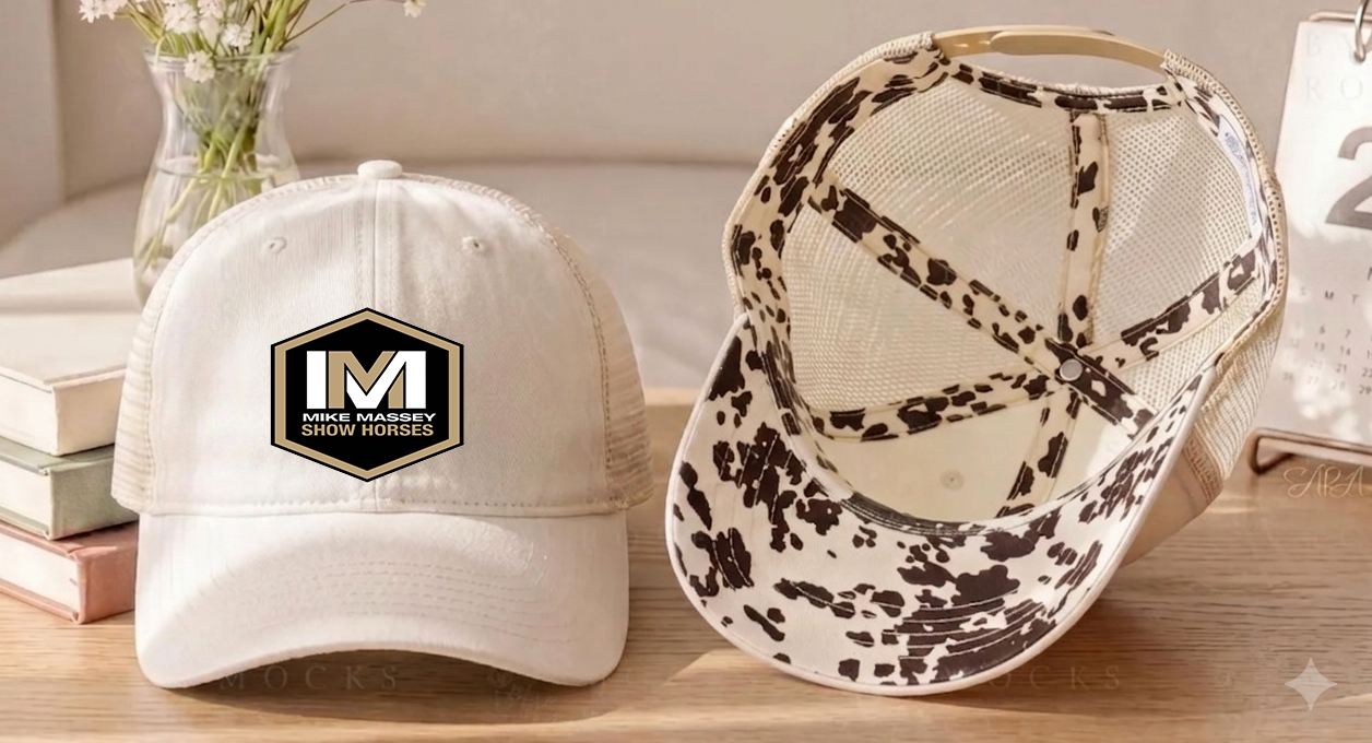 Mike Massey Show Horses Women's Washed Mesh Decorative Hat