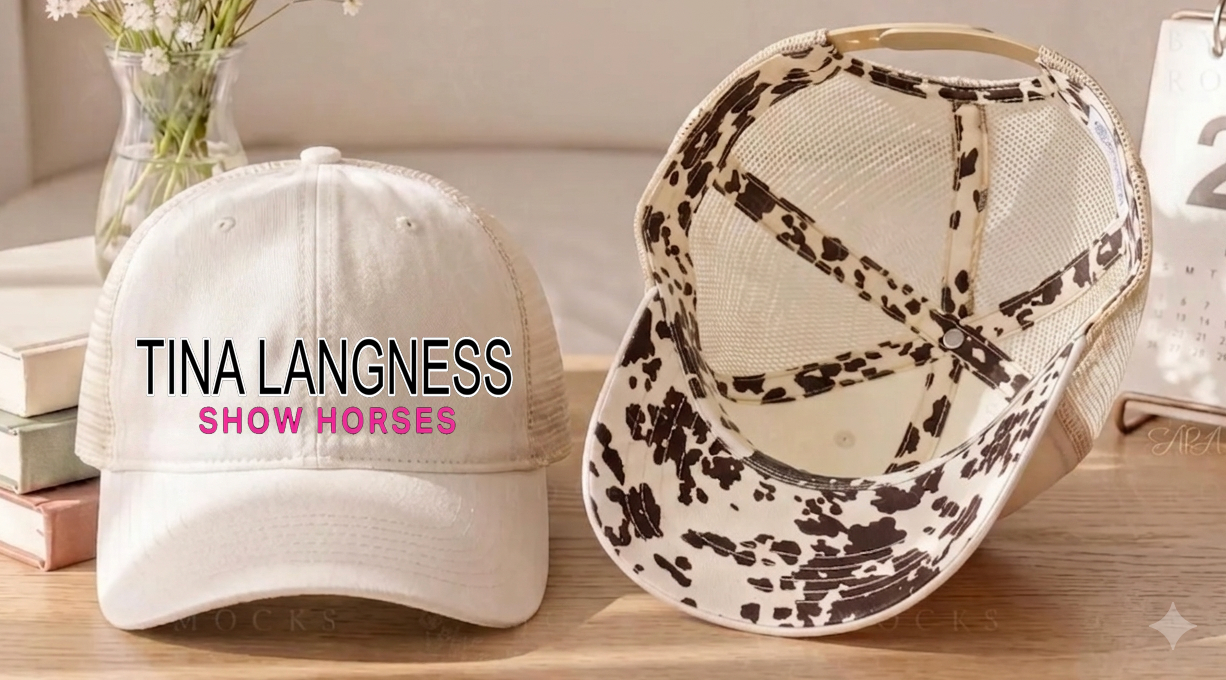 Tina Langness Show Horses Women's Washed Mesh Decorative Hat