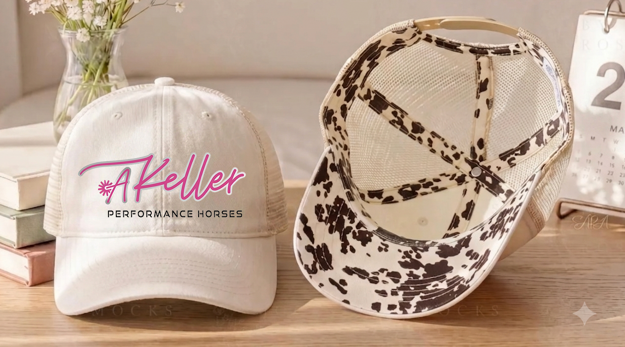 Akeller Performance Horses Women's Washed Mesh Decorative Hat