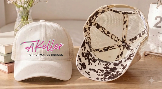 Akeller Performance Horses Women's Washed Mesh Decorative Hat