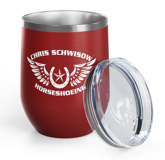 Chris Schwisow Horseshoeing Wine Tumbler