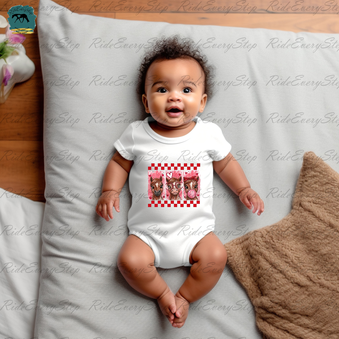 Horse Valentine's Day Shirt, Custom Equine Infant and Toddlers Apparel